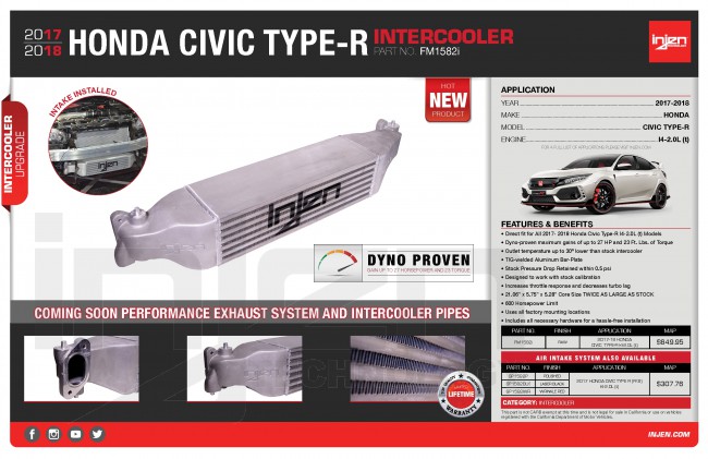 Injen Honda Civic R 18/- K20C /FK8 Front Mount Intercooler