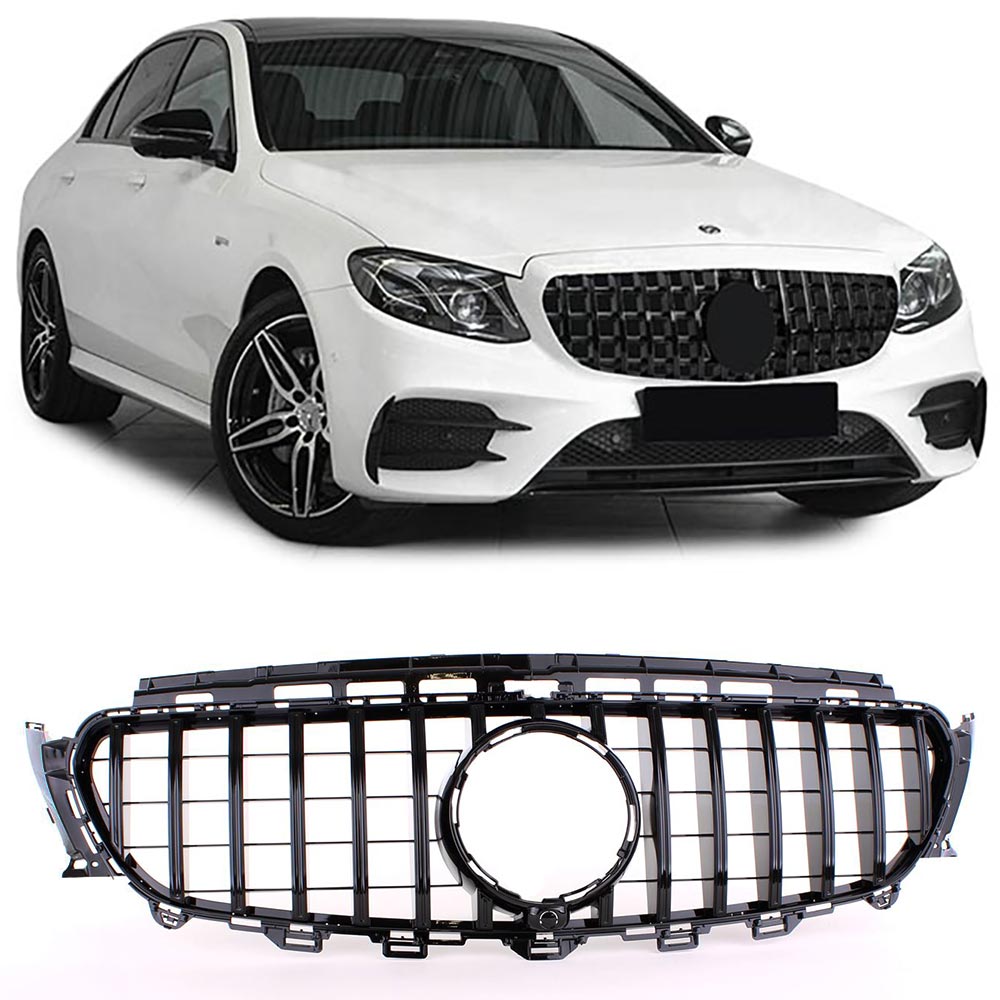 Grill Mercedes Benz E-Class W213 S213 C238 (2016+) GT-R Panamericana Design Zwart met 360 Cameraao-