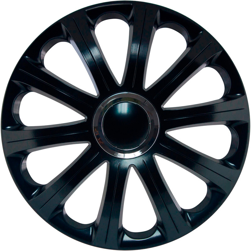 J-Tec 4-Delige Wieldoppenset Modena 15-inch zwart + chroom ring