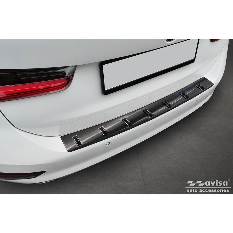 Black Stainless Steel Rear bumper protector  BMW 3 Series (G21) Touring 2019-2022 'STRONG EDITION'
