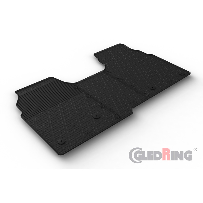 Gledring Rubber car mats set  Ford Tourneo Custom 2023- (seat/bench) (G profile 3-pieces + mounting clips)