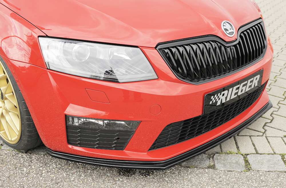 Voorspoiler Skoda Octavia RS 5E 2013-2017 Zwart Glans Rieger