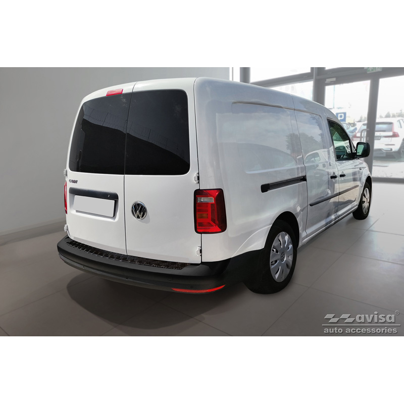 Matzwart Aluminium Achterbumperprotector  Volkswagen Caddy 2004-2015 & FL 2015-2020 'Riffled Plate'