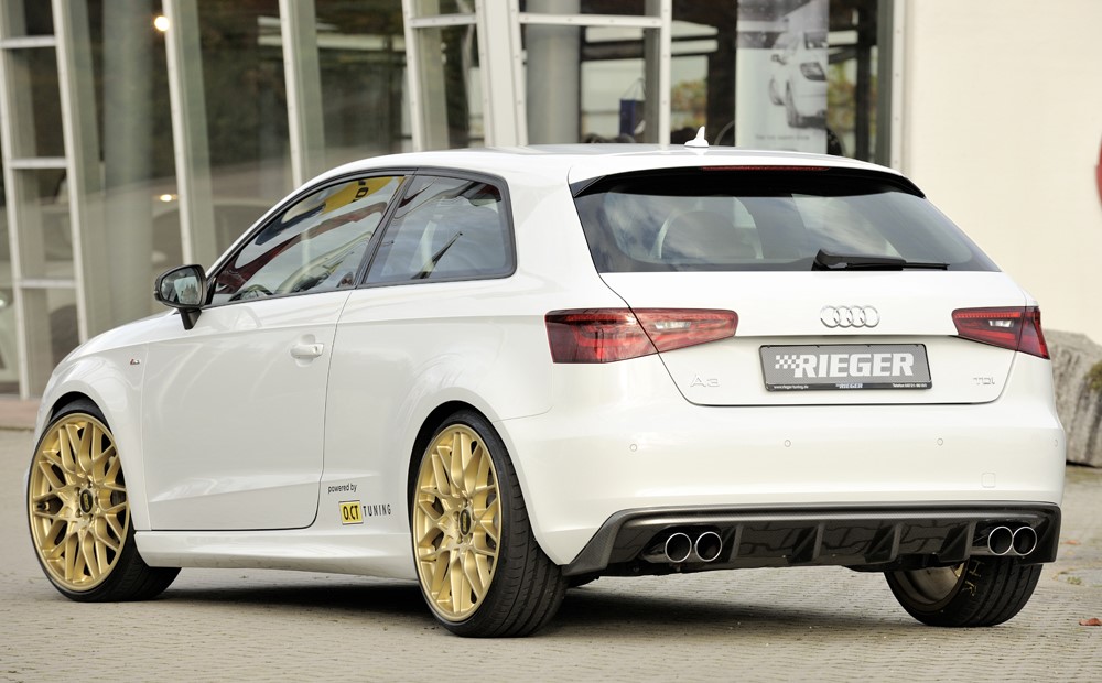 Achterbumper Diffusor Audi A3 8V 12-16 Rieger Carbon Look Duplex