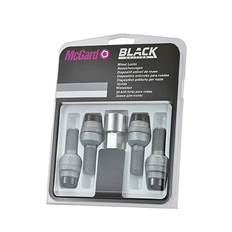 McGard Wheel locking bolts M14x1.50 Black - Round-Head R14 - Length 28.3mm (17mm hex).