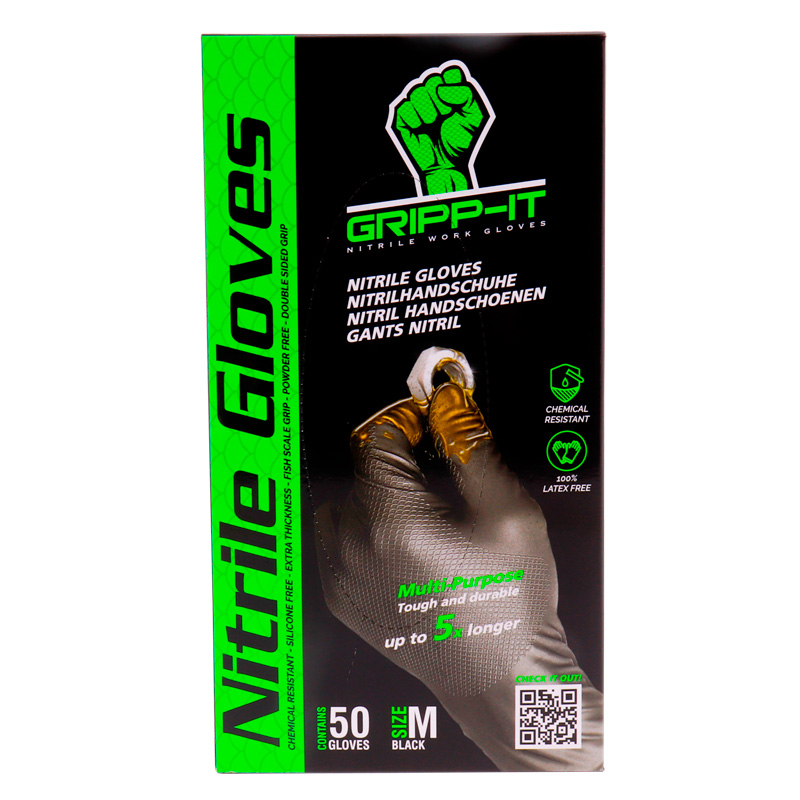Gripp-It Nitrile Gloves - size M - Black - Dispenserbox of 50 pcs