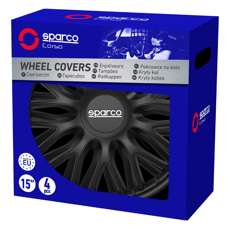 Sparco Wheel Covers Roma - 15-inch - Black - Set of 4 pieces