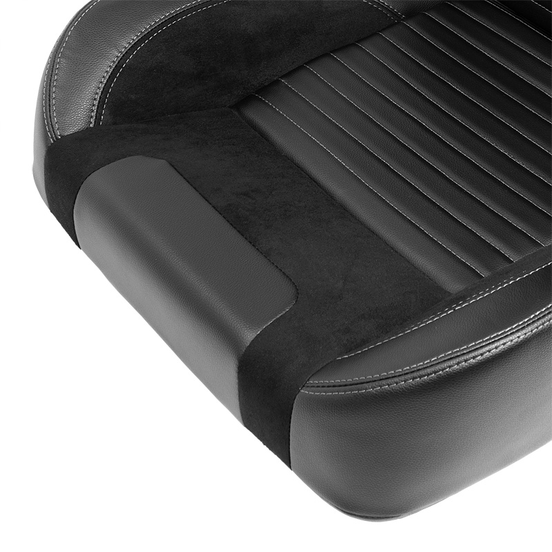 Sport seat 'Classic II ' - Black Synthetic Leather + Suede + Grey stitching - Right-side reclinable back-rest - incl. slides