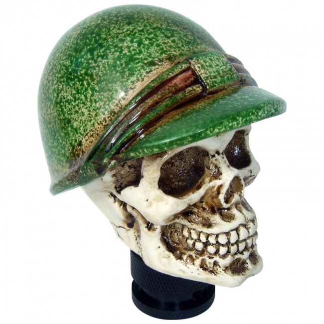 Pookknop Skull + groen Helmet