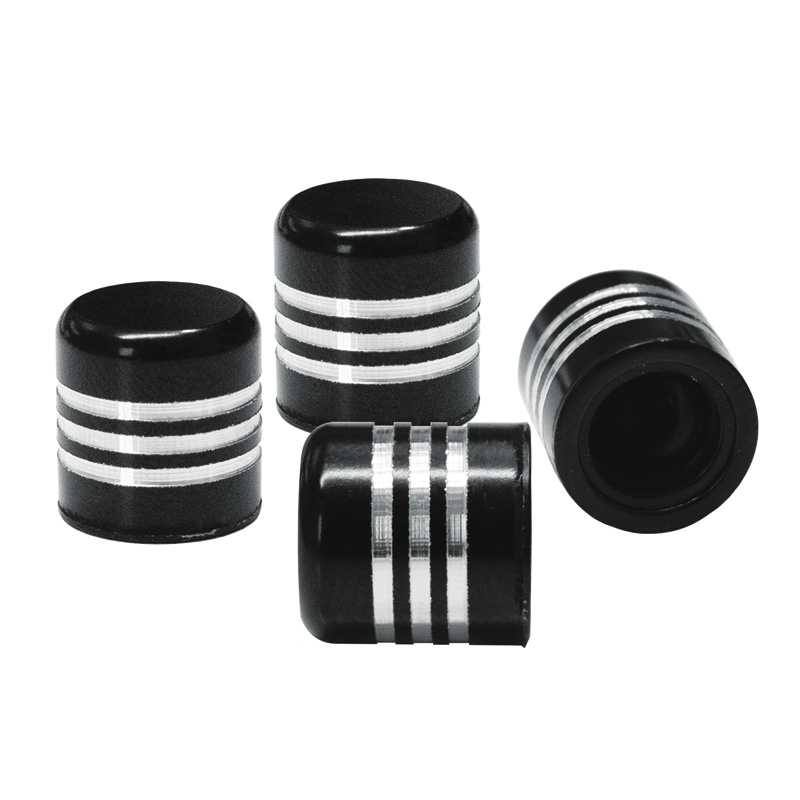 Simoni Racing Ventielkapjes Line - Zwart/Aluminium - 4 stuks