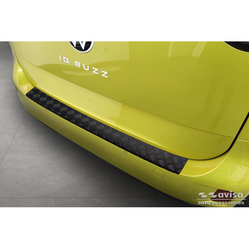 Matt Black Aluminum Rear bumper protector  Volkswagen ID. Buzz + Cargo 2022- 'Riffled Plate'