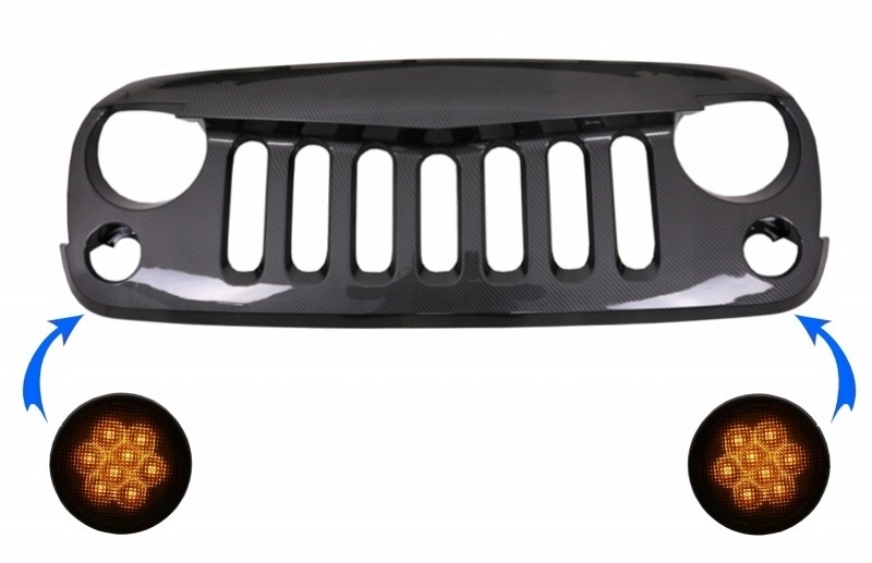 Grill JEEP Wrangler / Rubicon JK (2007-2017) Angry Bird Design Carbon Style LED