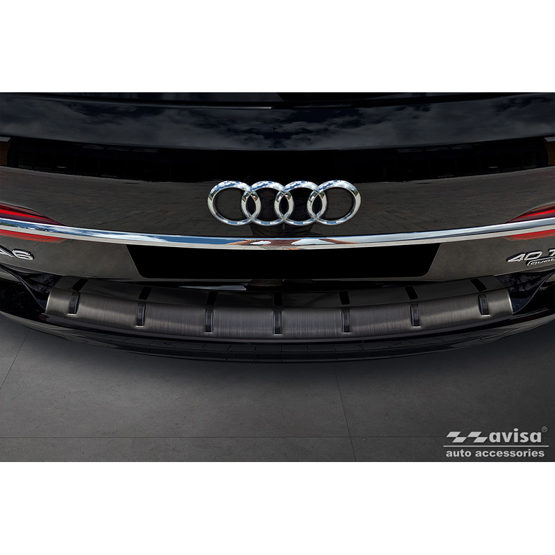 Black Stainless Steel Rear bumper protector  Audi A6 (C8) Avant incl. S-Line 2023- 'STRONG EDITION'