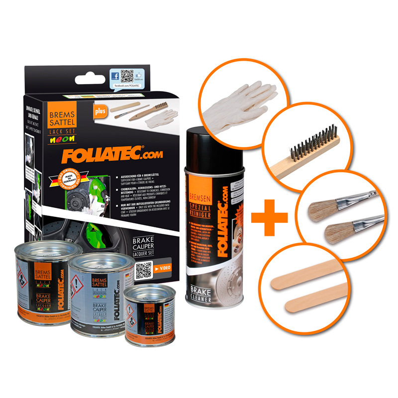 Foliatec Brake Caliper Lacquer Set - NEON red - 4 Components