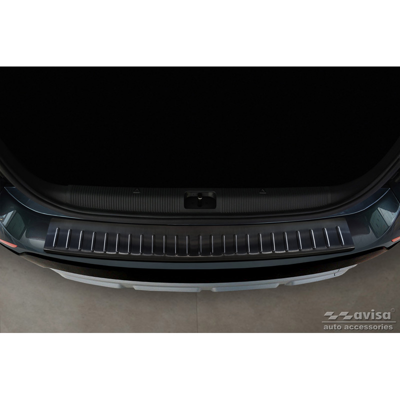 Zwart RVS Achterbumperprotector  Skoda Yeti 4x4 Outdoor version/Adventure 2013-2015 & Facelift 2015-2017 'Ribs'