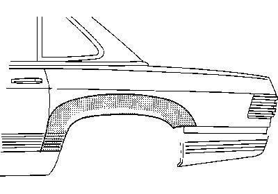 spatbordrand, SL, links Mercedes W107, 1971-1989