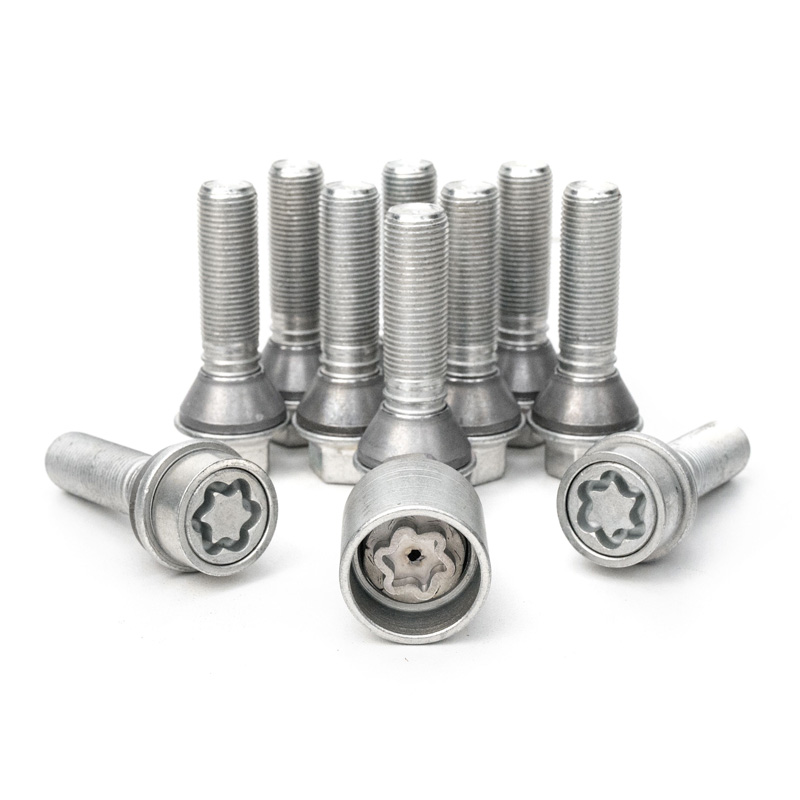 H&R Wheel bolt Set Taper-Head with movable cone M14x1.25 - Length 48mm - 10 pcs. (e.g.  BMW) - incl. wheel-locks