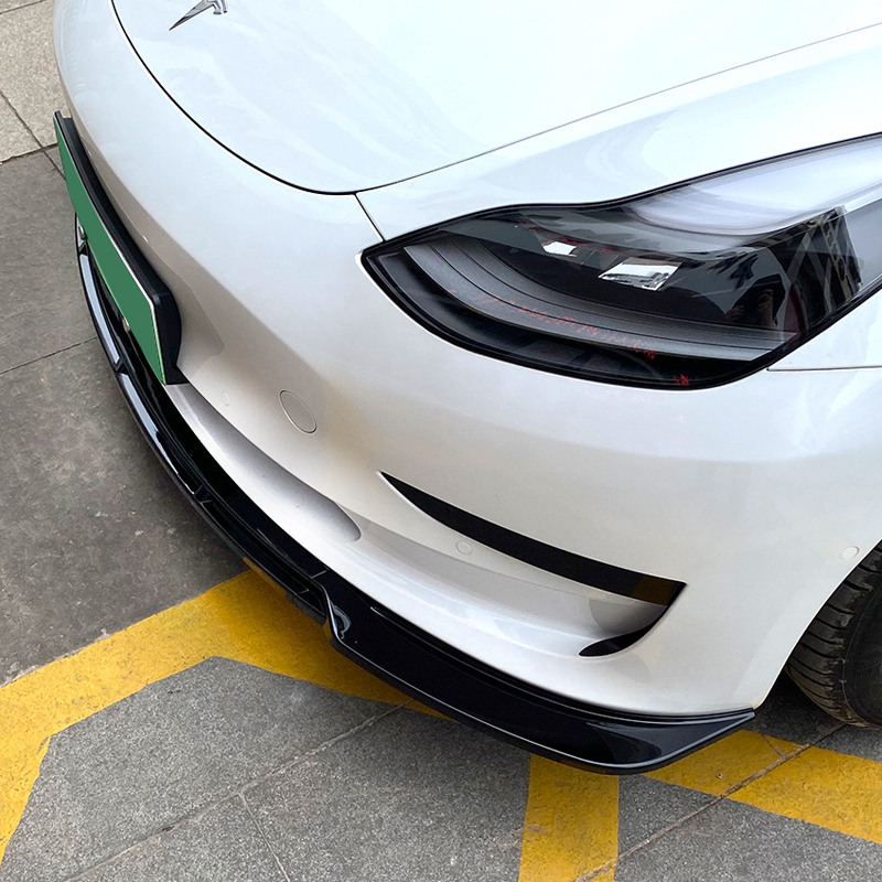 Front spoiler lip  Tesla Model 3 2017-2024 (Glossy Black ABS)