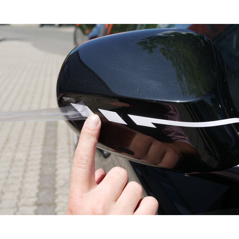 Foliatec PIN-Striping mirror cap design black - Width = 1,3cm: 2x 35,5cm