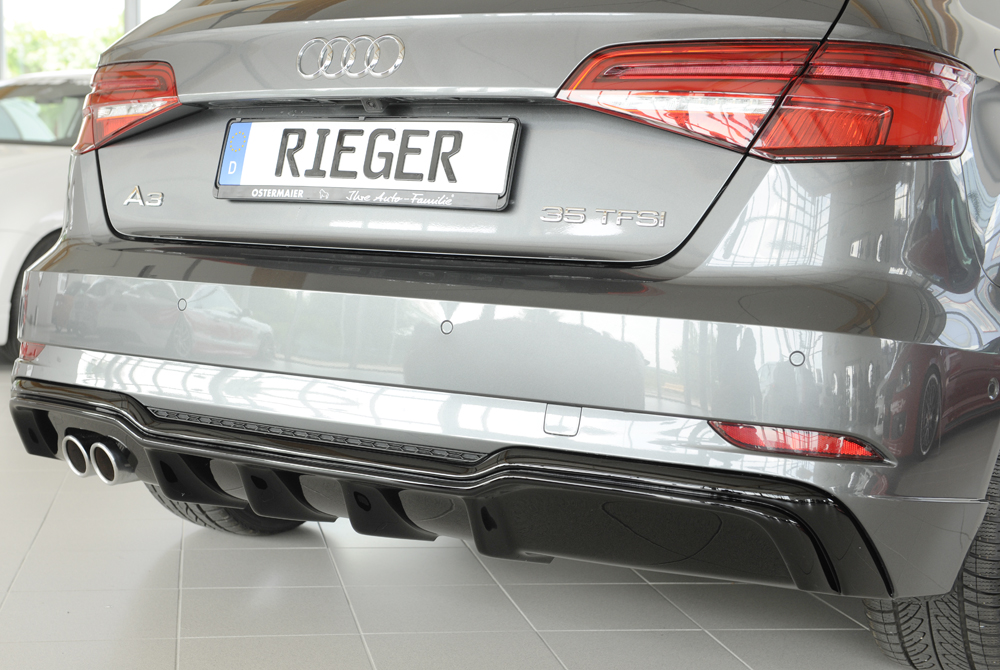 Achter diffusor Rieger Audi A3 8V 16-20 Facelift S-line Glans Zwart