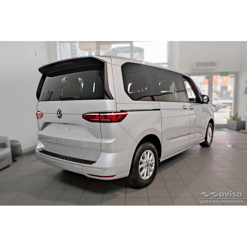 Matt Black Aluminum Rear bumper protector  Volkswagen Multivan T7 2021- 'Riffled plate'