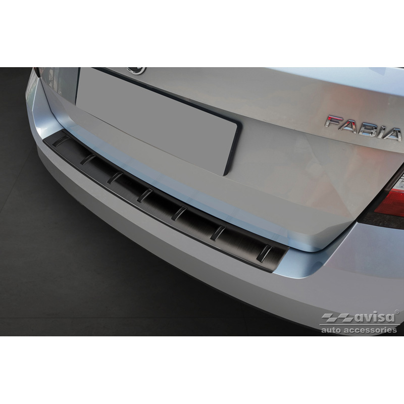 Black Stainless Steel Rear bumper protector  Skoda Fabia III Combi 2014-2018 'STRONG EDITION'