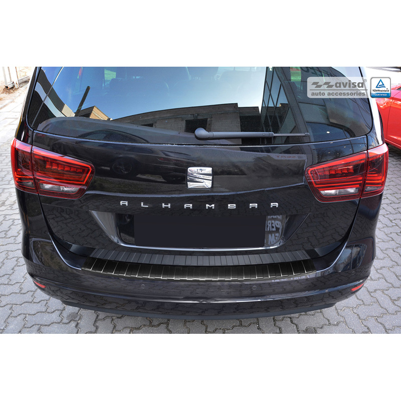 Black Stainless Steel Rear bumper protector  Seat Alhambra & Volkswagen Sharan II 2010- 'Ribs'
