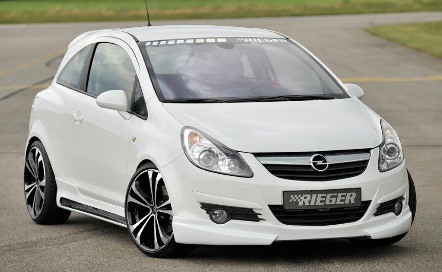 Zijskirts Opel Corsa D Rieger carbon-look met opening