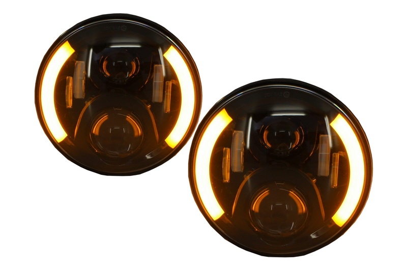 Headlights JEEP Wrangler JK (2007-2017) VW Golf I / II / Kafer / Defender LED CREE Black