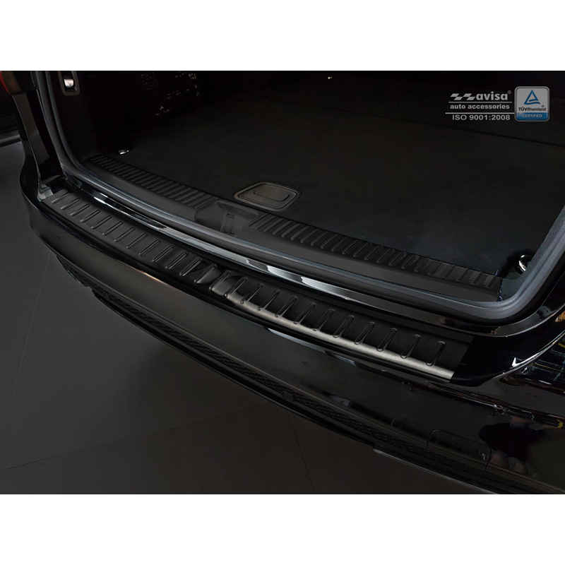 Zwart RVS Achterbumperprotector  Mercedes C-Klasse W205 Kombi 2014-2021 'Ribs'