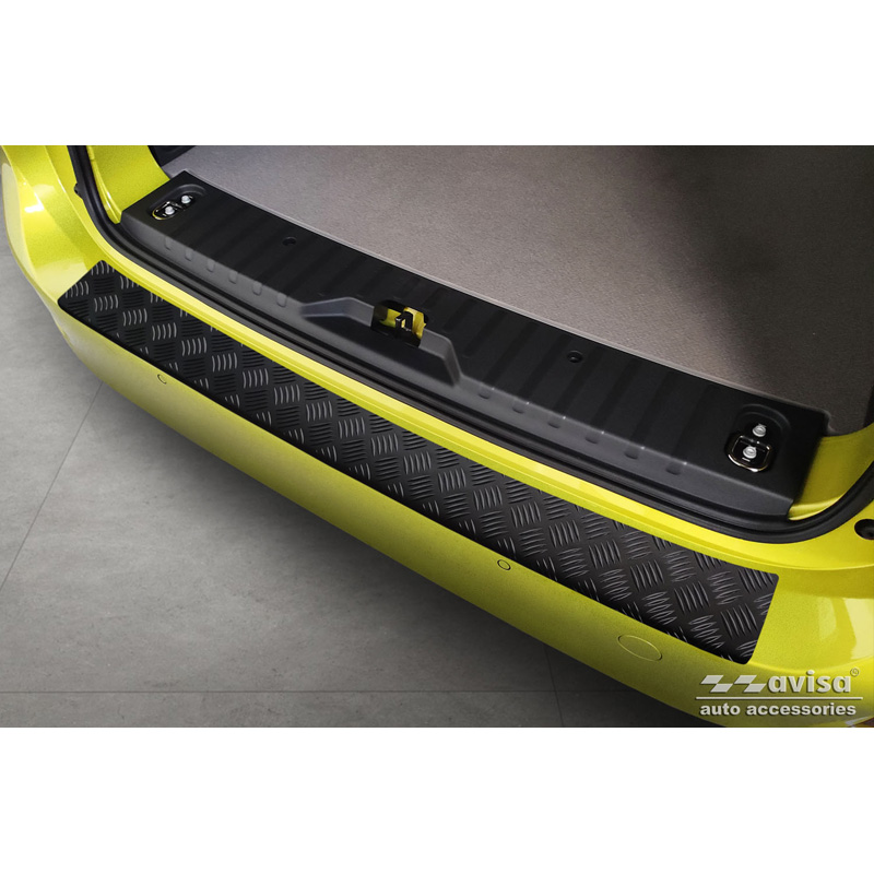Matt Black Aluminum Rear bumper protector  Volkswagen ID. Buzz + Cargo 2022- 'Riffled Plate'