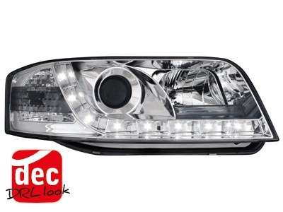 Koplampen Audi A6 97-01 Devil Eyes DRL look chroom