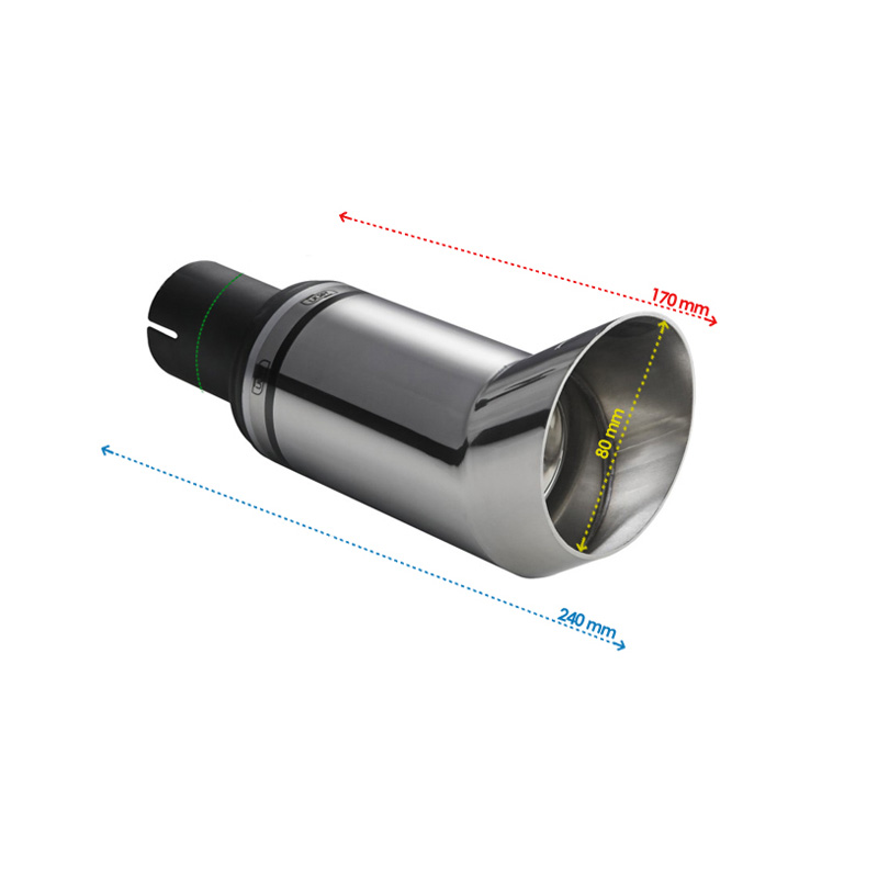 Ulter Sport Exhaust finisher - Round DTM/Race Ø80mm - Length 170mm - Installation ->50mm - Inox