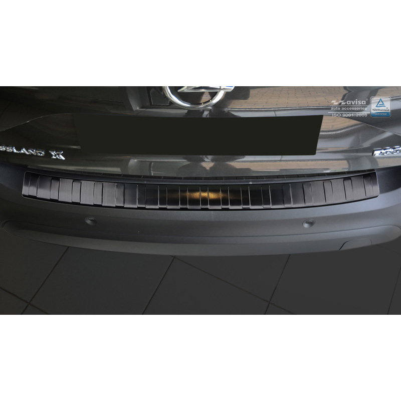 Zwart RVS Achterbumperprotector  Opel Crossland 2017-2020 & FL 2020- 'Ribs'