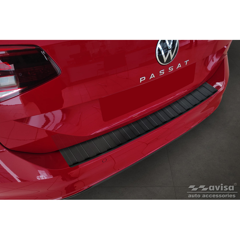 Matt Black Stainless Steel Rear bumper protector  Volkswagen Passat 3G Variant 2014-2023 'Ribs'