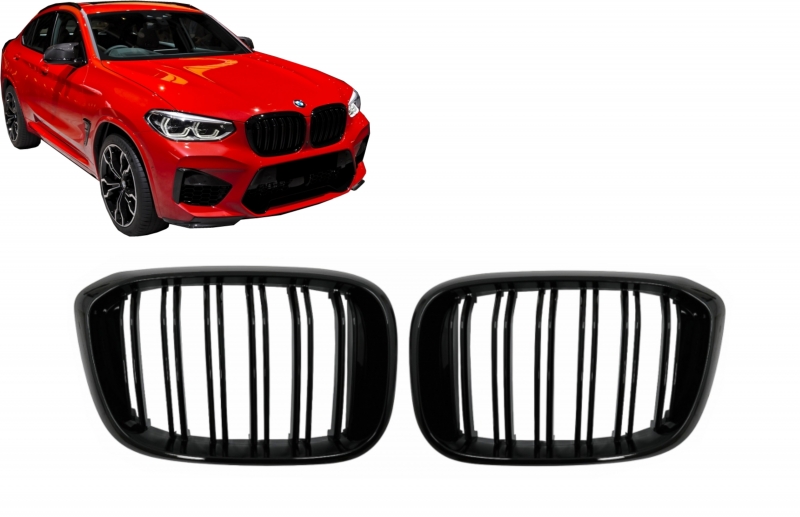 Grill Nieren BMW X3 G01 / X4 G02 Double Stripe M Design Piano Zwart