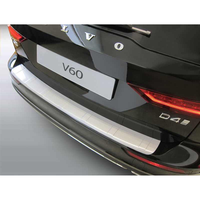 ABS Rear bumper protector  Volvo V60 II 2018- Silver 'Ribbed'