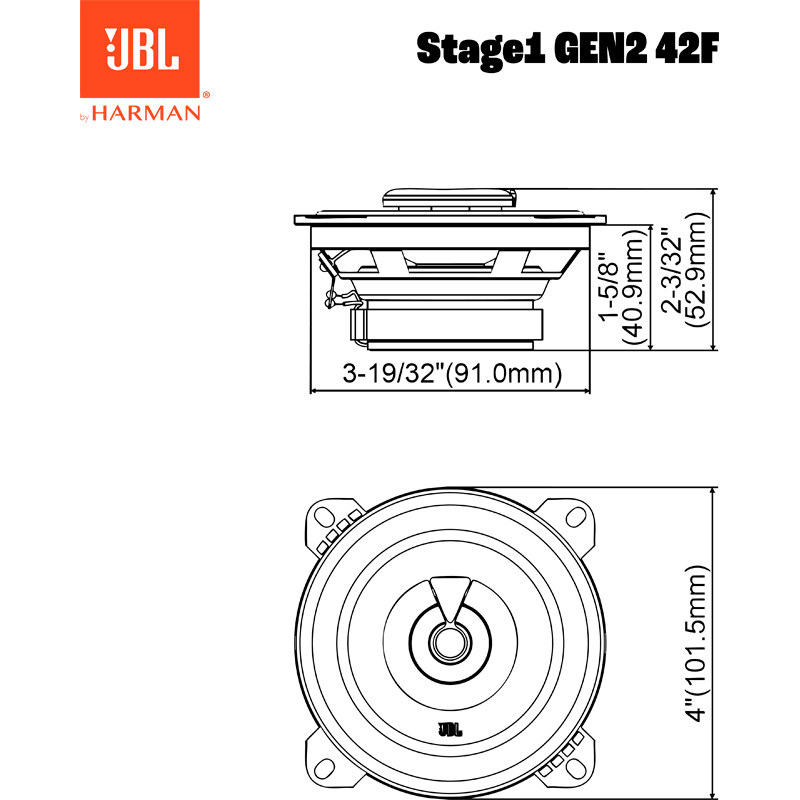 JBL Stage 1 Gen 2 42F 4'' (10cm) 2-Weg Speakerset 320W/40W RMS (zonder grill)
