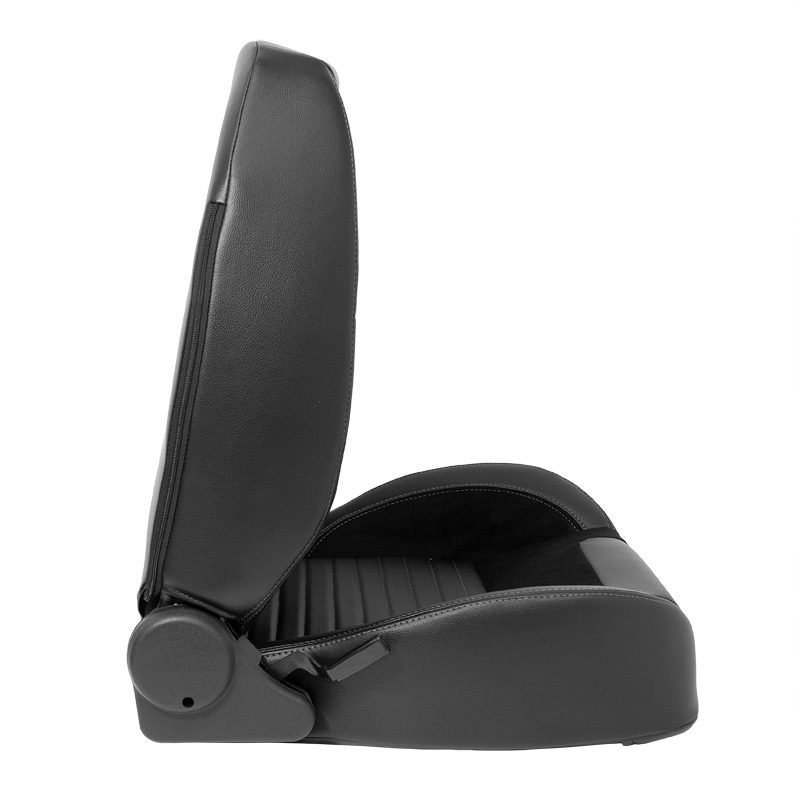 Sport seat 'Classic II ' - Black Synthetic Leather + Suede + Grey stitching - Right-side reclinable back-rest - incl. slides