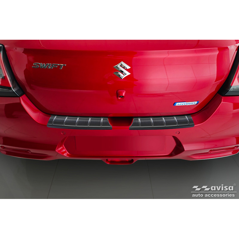 Black Stainless Steel Rear bumper protector  Suzuki Swift VI 2024- 'Ribs'