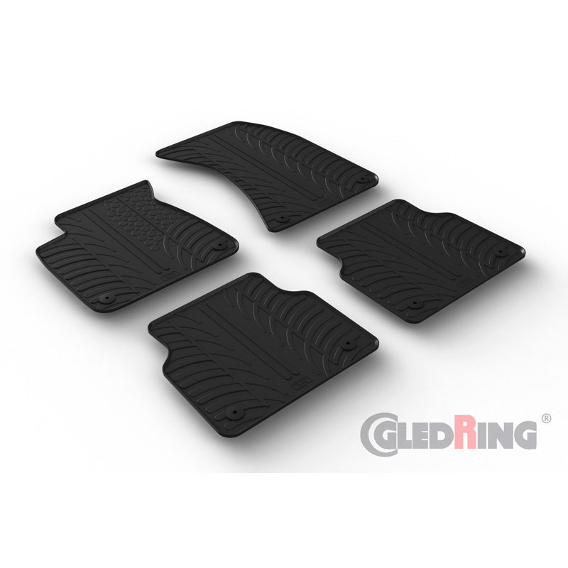 Rubber car mats set  Audi A8 (4H) 2010-2017 (T profile 4-pieces + mounting clips)