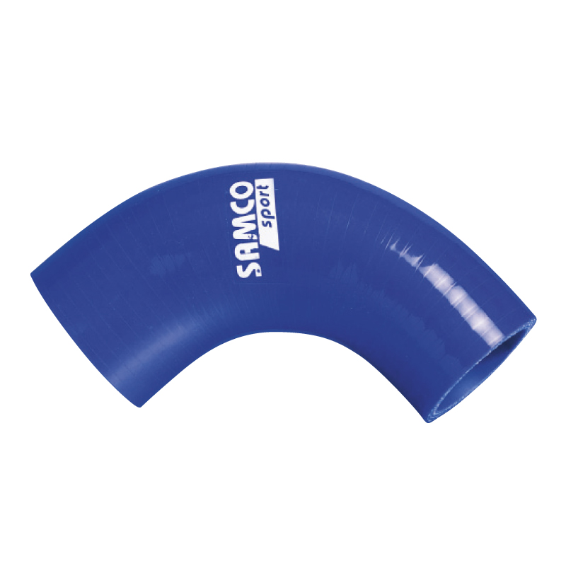 Samco 90 graden bocht verloopstuk blauw - Lengte 102mm - Ø22>19mm