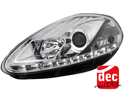 Koplampen Fiat Grande Punto 05-08 Devil Eyes real DRL LED Chroom