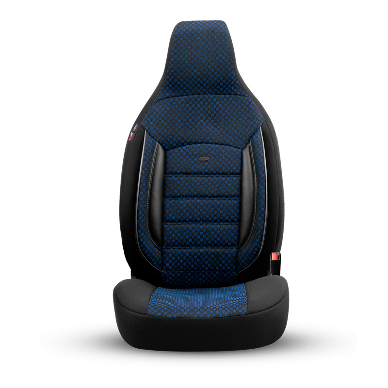 Universele Stoffen 'CityBug' Stoelhoezenset 'Sport Plus' Zwart/Blauw - 9-delig - geschikt voor Side-Airbags