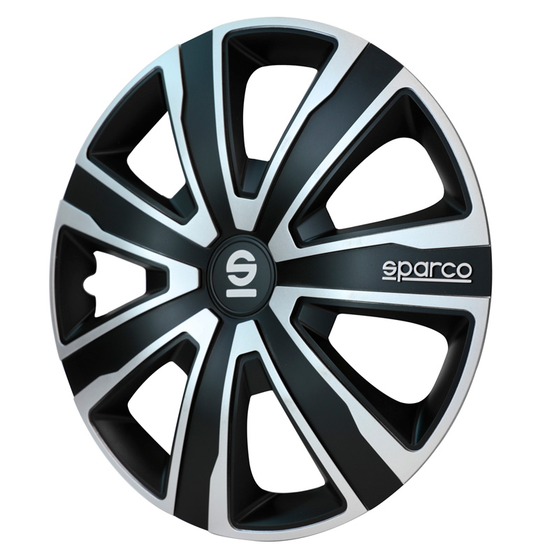 Sparco Wieldoppen Palermo - 14-inch - Zilver/Zwart - Set van 4 stuks