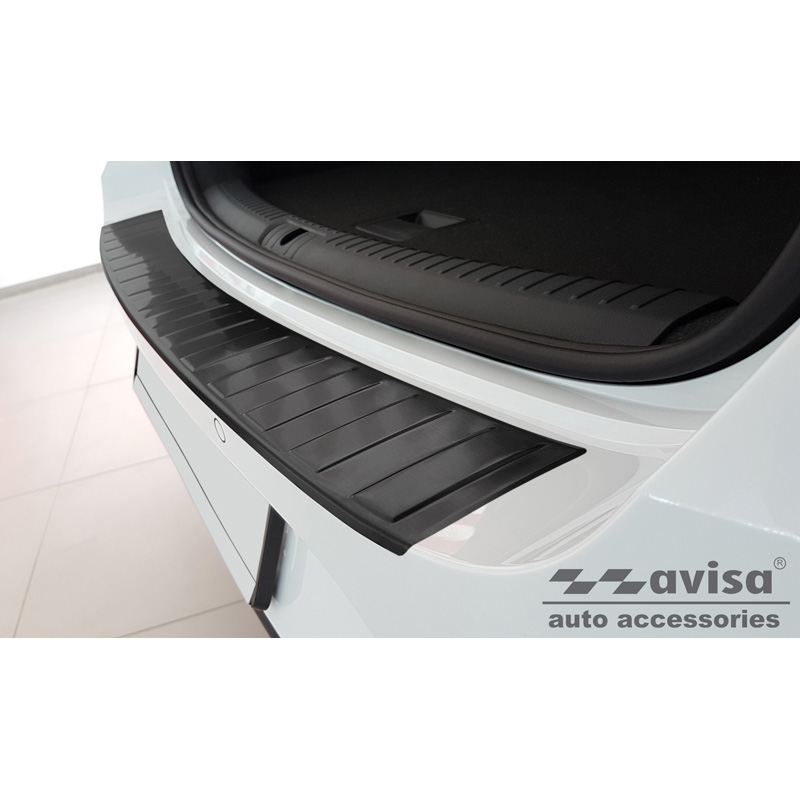 Zwart RVS Achterbumperprotector  Seat Leon Sportstourer incl. FR / Cupra Leon Sportstourer 2020-2024 & FL 2024- 'Ribs'
