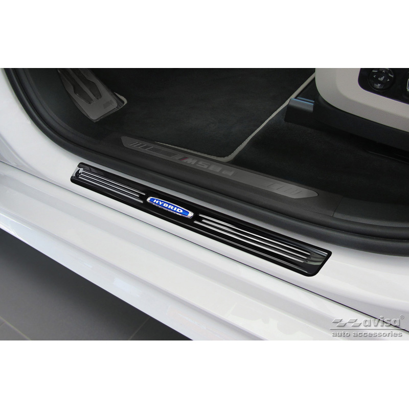 Mirror Black Inox door sill protectors  BMW X7 G07 2019- 'Hybrid' - 4-pieces