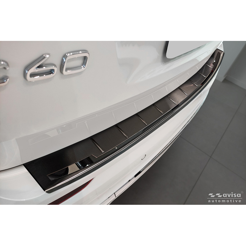 Avisa Black Stainless Steel Rear bumper protector  Volvo XC60 II 2017-2021 & Facelift 2021- incl. R-Design & Plug-in-Hybrid 'Shadow Premium'