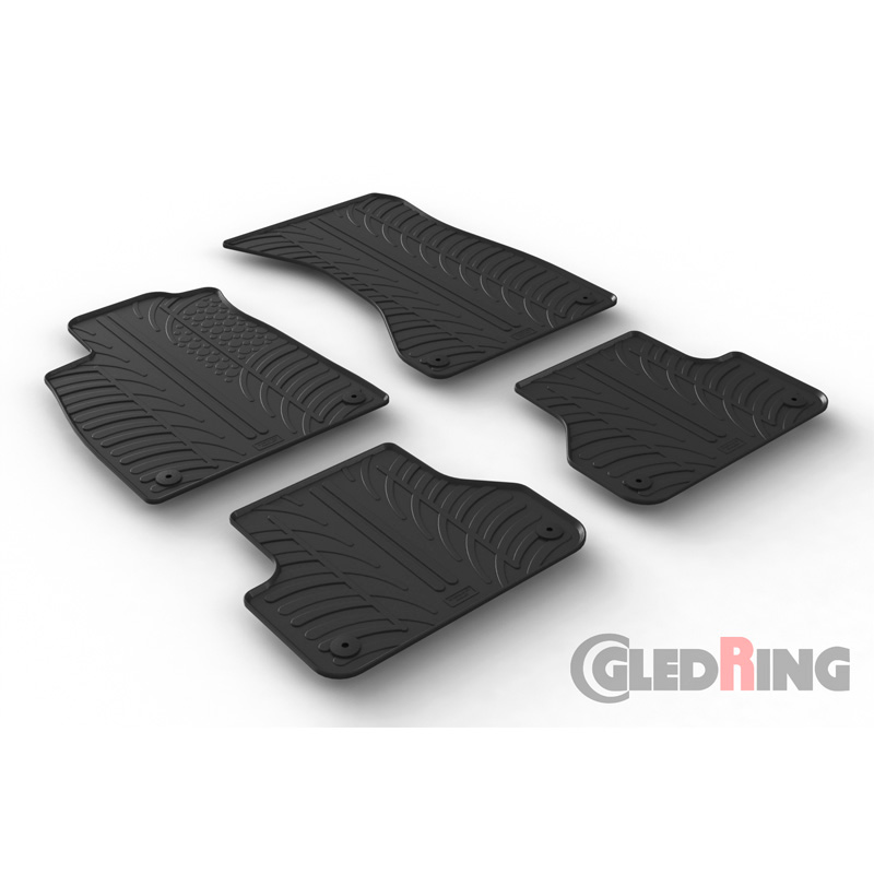 Rubber car mats set  Audi A4 2015-2021 & FL 2021- (T profile 4-pieces + mounting clips)