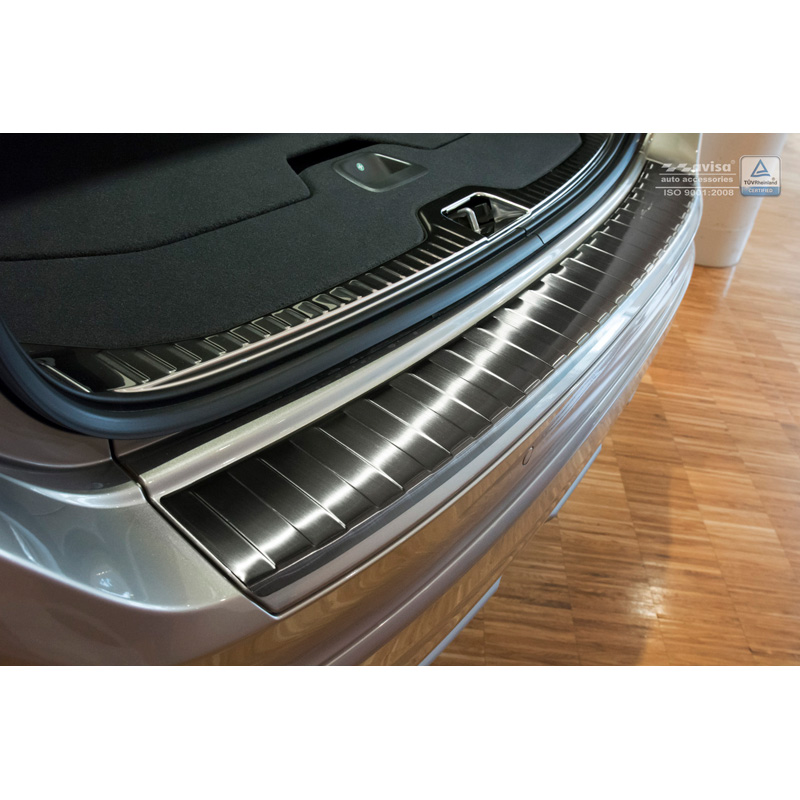 Black Stainless Steel Rear bumper protector  Volvo XC60 2013-2016 'Ribs'